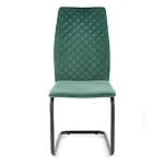 Модерен трапезен стол с кадифе и метал-тъмнозелен цвят, отпред