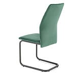 Модерен трапезен стол с кадифе и метал-тъмнозелен цвят, отзад