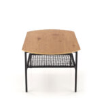 Овална трапезна маса с два плота и черна основа - отстрани