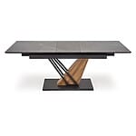 Разтегателна трапезна маса с тъмносив плот и V-образна основа-снимка отстрани