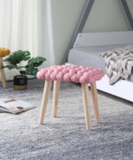 Цветна табуретка с текстилна седалка (3 цвята)   интериор