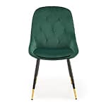 Зелен трапезен стол с крака в черно и златисто - снимка отпред