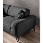 Сив триместен диван с метални крачета Riva детайли