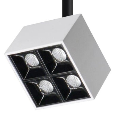 LED пендел с подвижно квадратно тяло в бял цвят - отблизо