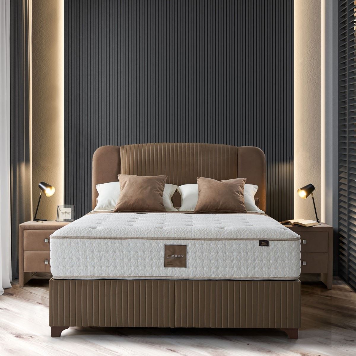 Легло с повдигащ механизъм в кафяв цвят или цвят крем-интериор Купи легло с повдигащ механизъм в кафяв цвят или цвят крем на изгодна цена от GRANDecor