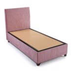 Розово тапицирано легло с табла на вертикални линии единична база