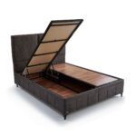 Тапицирано легло с ракла в сив цвят детайли