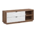 ТВ шкаф с геометрична декорация Форн (4 цвята) - дъб делано/бял гланц