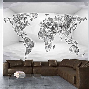 3D фототапет с карта на света като от диаманти - интериор