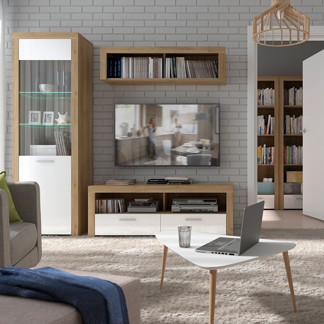 Холна секция Балдер в дъб ривиера и бял гланц Холна секция Балдер в дъб ривиера и бял гланц