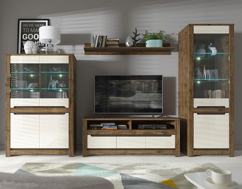 Холна секция в дървесен цвят и перлен гланц Русо Холна секция в дървесен цвят и перлен гланц Русо