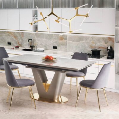 Разтегателна трапезна маса с керамичен плот   интериор