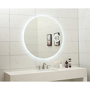 Кръгло LED огледало за баня с три цвята-интериор