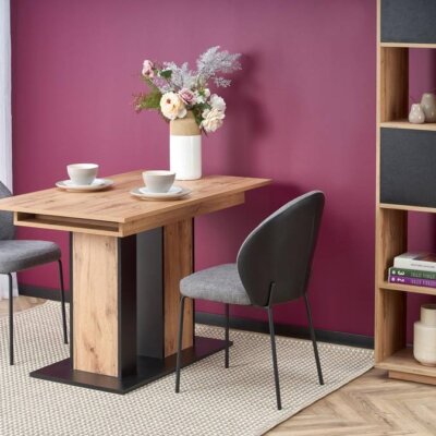 Трапезна маса в цвят дъб вотан и опция разтягане   интериор