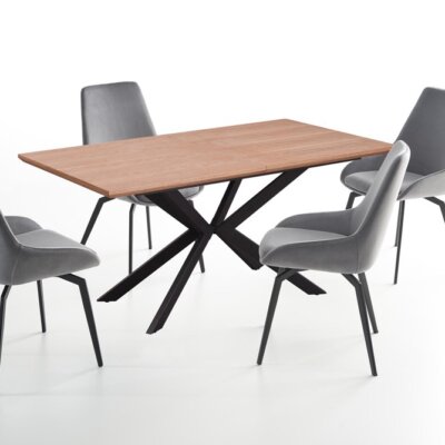 Разтегателна маса за трапезария в цвят натурален дъб и черно