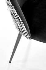 Трапезен стол с пепитен гръб в черно и бяло-детайли, дамаска