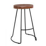 Бар стол с кръгла дървена седалка и метална основа вариант 1