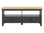 ТВ шкаф с 2 чекмеджета Хесен в цвят графит - отпред