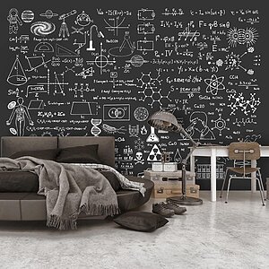 Детски фототапет като дъска с научни формули - интериор