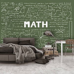 Фототапет с математически формули на учебна дъска - интериор