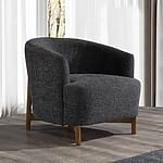 Кресло с овална облегалка и дървени крачета-сив