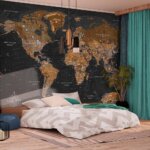 Фототапет с карта на света и знамена на държавите-интериор