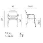 Градински стол с кръгла облегалка и полакътници размери