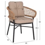 Градински стол от ратан с подлакътнитси Елия   размери