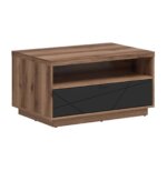 Холна маса с чекмедже и рафт Форн дъб делано и черен мат