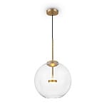LED пендел със стъклена сфера и златиста основа Cometa