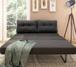 Двуместно разтегателно канапе в тъмносив цвят размери в разтегнато положение интериор, разтегнато положение