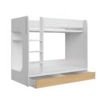 Двуетажно легло в бял гланц и полски дъб Нанду   чекмедже