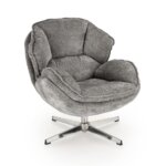 Кресло с овална форма и мека дамаска Сара - сив