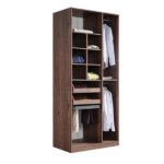 Двукрилен гардероб в цвят орех и огледални врати Бриел - вътрешно разпределение