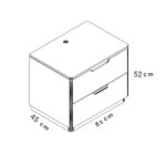 Нощно шкафче с две чекмеджета и вградено USB Калиопа-размери