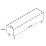Тапицирана пейка в сив цвят серия Оливия размери