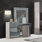 Тоалетка с LED огледало и четири чекмеджета Оливия