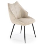 Трапезен стол с текстилна дамаска Стивън   бежов