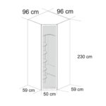 Ъглов гардероб в цвят орех и LED осветление серия Бриел размери