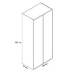 Двукрилен гардероб с огледални врати серия Оливия размери