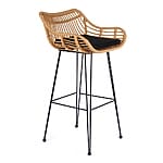 Бар стол от синтетичен ратан с черна възглавничка