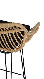 Бар стол от синтетичен ратан с черна възглавничка - снимка отблизо