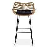 Бар стол от синтетичен ратан с черна възглавничка - снимка отпред