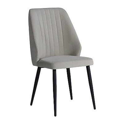 Сив трапезен стол с висока облегалка и черни крака