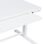 Бяло ергономично бюро с регулируема височина и USB порт детайли, чекмедже