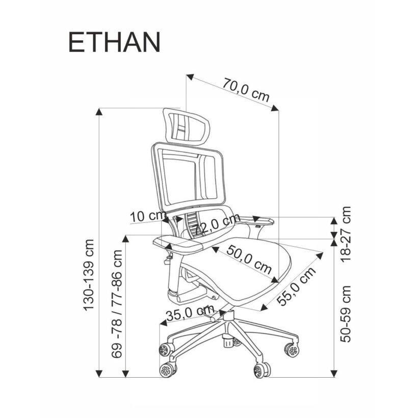 Ергономичен офис стол Ethan - схема