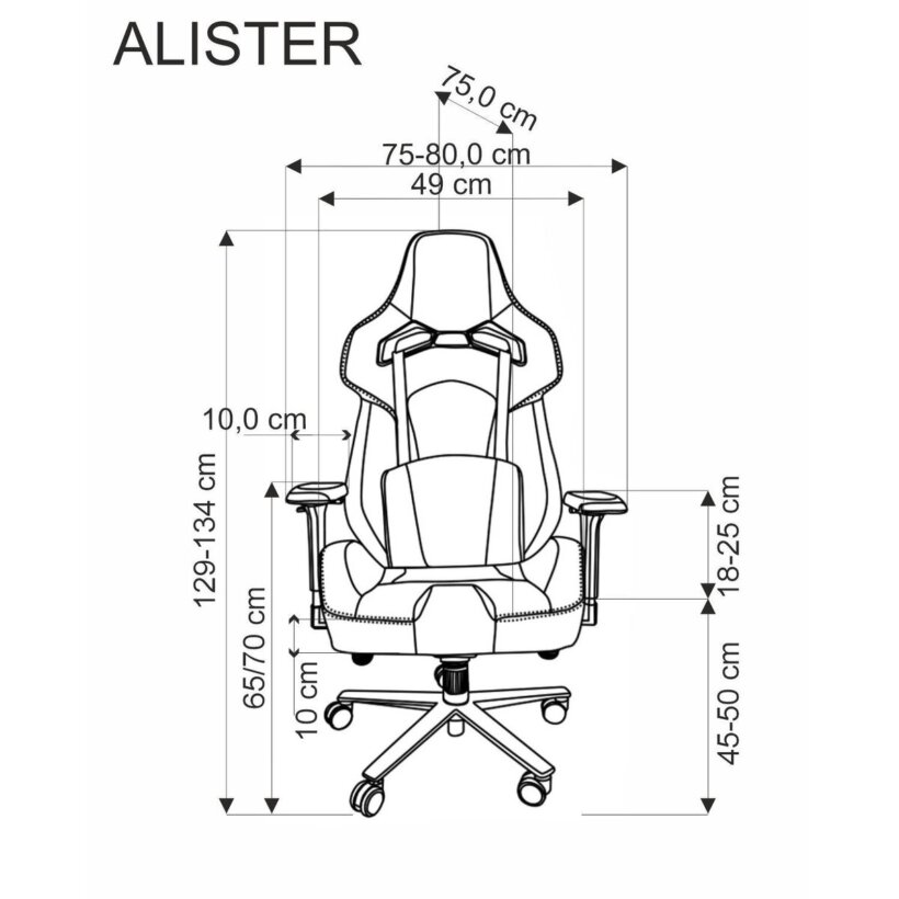 Офис стол с подвижни подлакътници Alister - схема