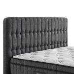 Сиво тапицирано легло с повдигащ механизъм-детайли