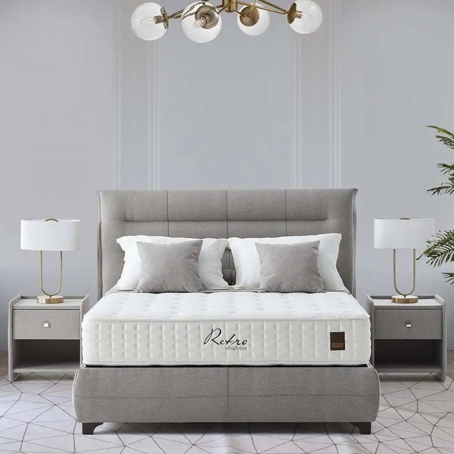 Тапицирано легло с дамаска в сив цвят-интериор Тапицирано легло с дамаска в сив цвят-интериор