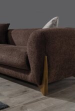 Триместен диван с дамаска в три цвята Ava-кафяв, детайли